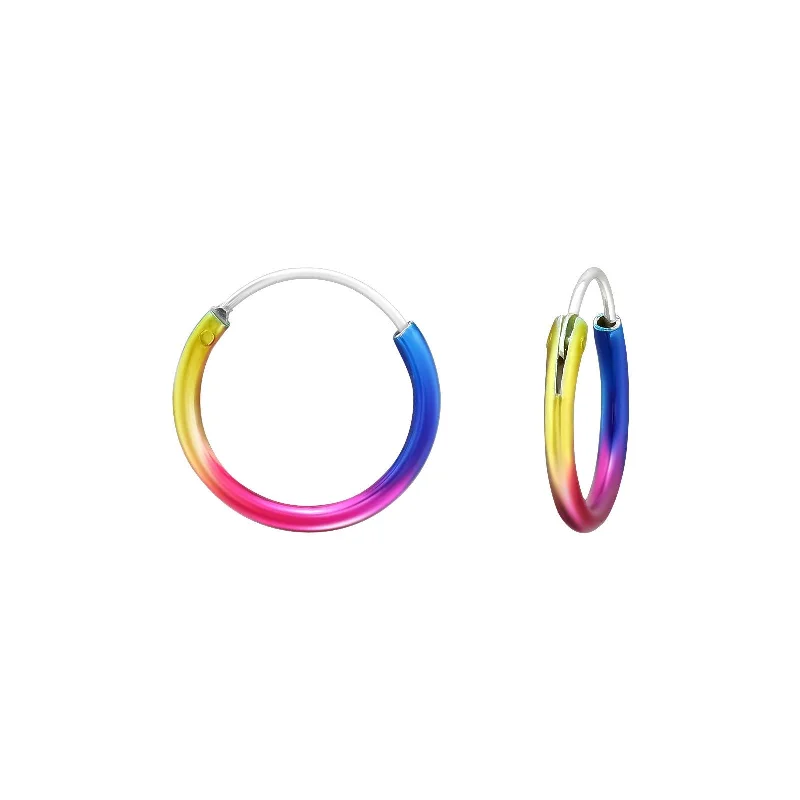 Hoop earrings with crescent moon shapes for a celestial and mystical appearance-Children's Sterling Silver Multicoloured Hoop Earrings