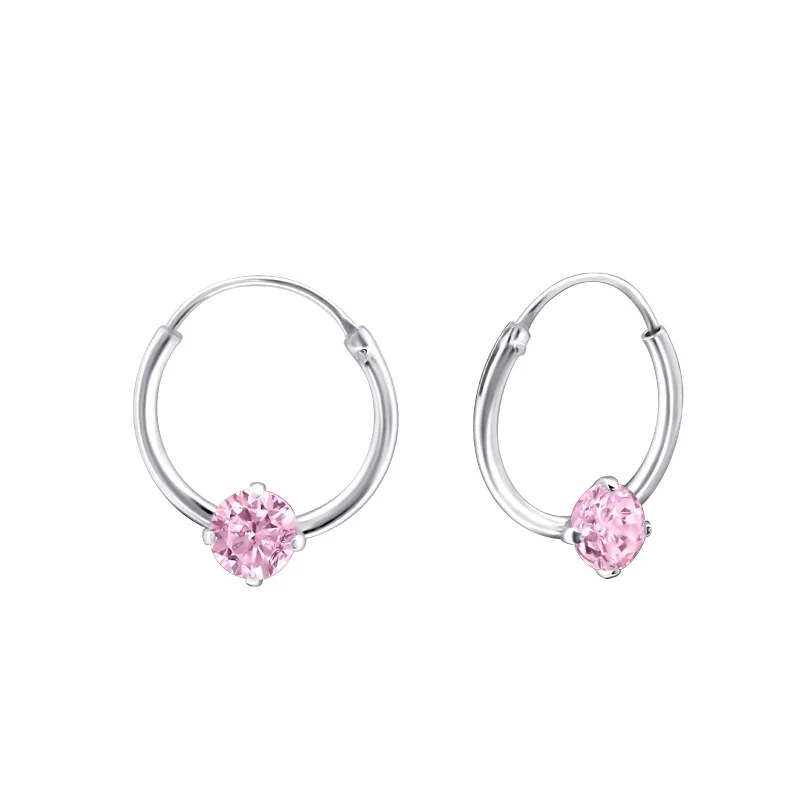 Best hoop earrings with butterfly motifs for a playful and whimsical appearance-Children's Sterling Silver 'October Birthstone' Hoop Earrings