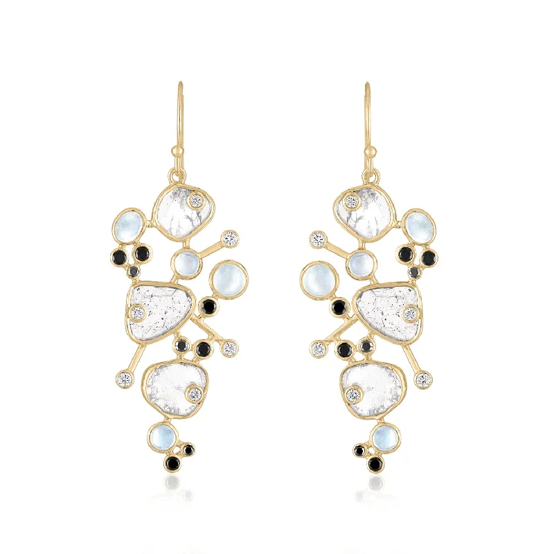 Stylish hoop earrings with diamond accents for an elegant and sparkling effect-ETHERIA CLUSTER EARRINGS MOONSTONES