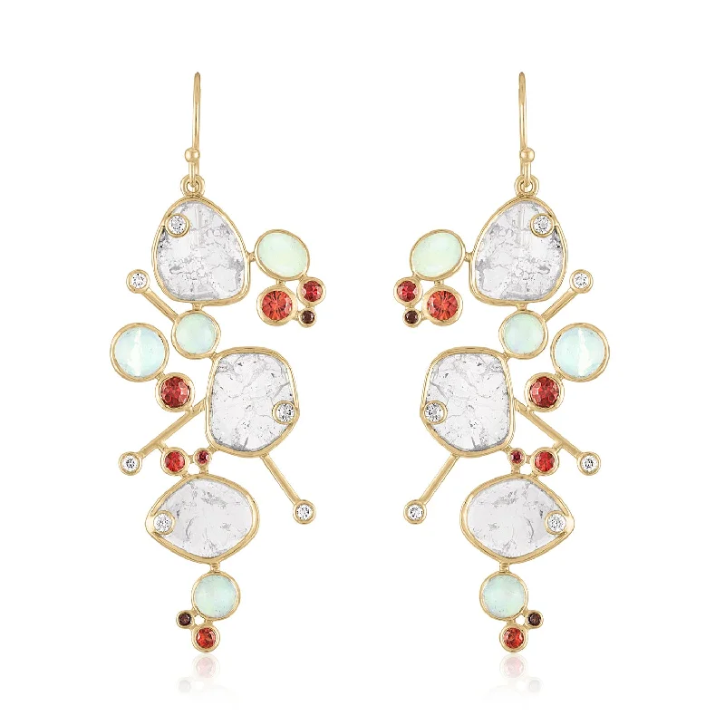 Best hoop earrings with satin ribbons for a soft, feminine appearance-ETHERIA CLUSTER EARRINGS OPAL XL