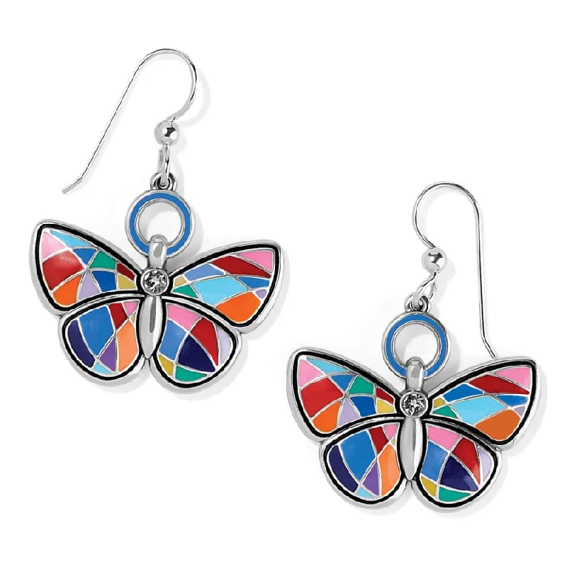 Best hoop earrings with multi-colored gemstones for a vibrant and lively touch-Colormix Butterfly French Wire Earrings