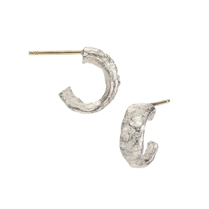 Best hoop earrings with crescent-shaped designs for a bold, moon-inspired style-Small Molten Hoop - White