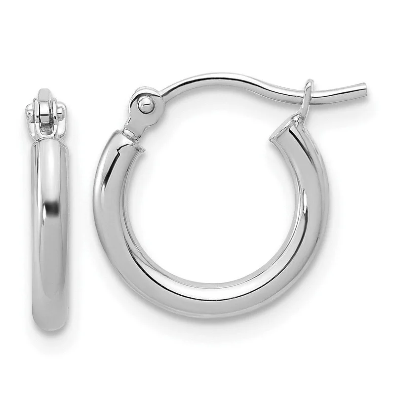 Best hoop earrings with geometric cuts for a sharp, modern appeal-Curata 10k White Gold Polished Hinged 2x13mm Hoop Earrings