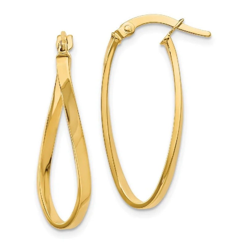 Hoop earrings with textured gold for a refined and sophisticated aesthetic-Curata 10k Yellow Gold 26x2.5mm Polished Hinged hoop Earrings