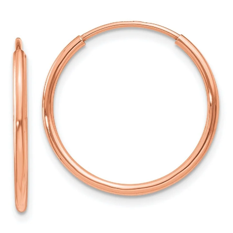 Hoop earrings with polished silver finish for a shiny, modern appeal-Curata 14k Rose Gold 1.2mm Polished Endless Hoop Earrings - 18.5x18.75mm Wide 1.25mm Thick