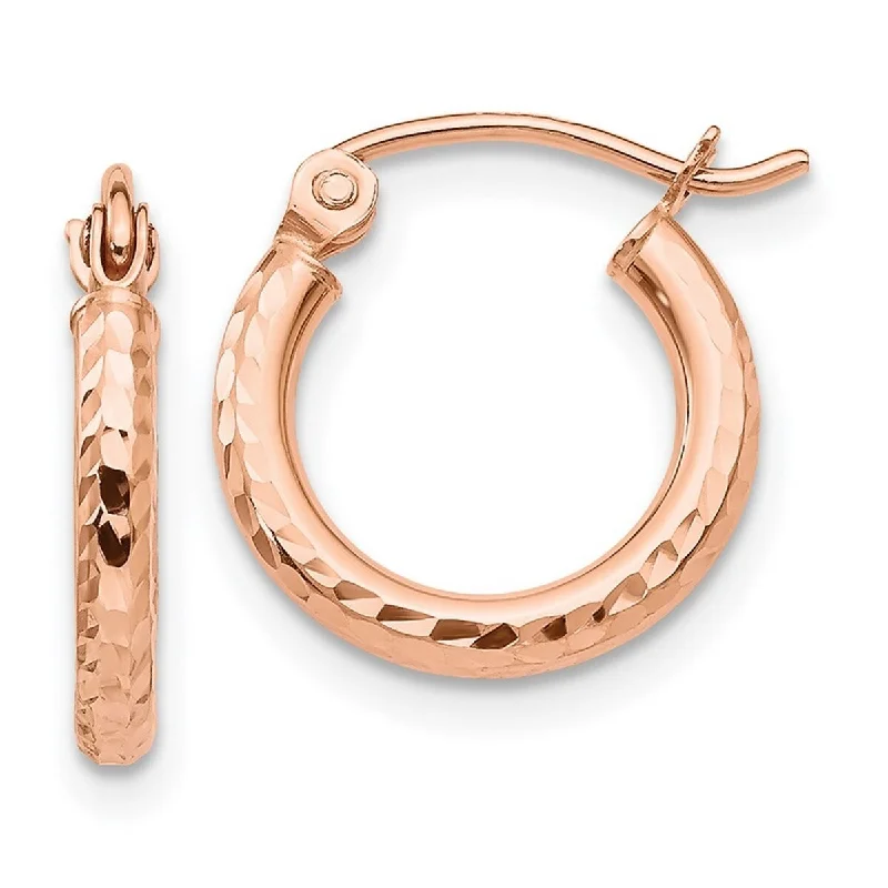 Hoop earrings with a matte black finish for a sleek, edgy vibe-Curata 14k Rose Gold Light Weight 2x13mm Diamond-Cut Hoop Earrings