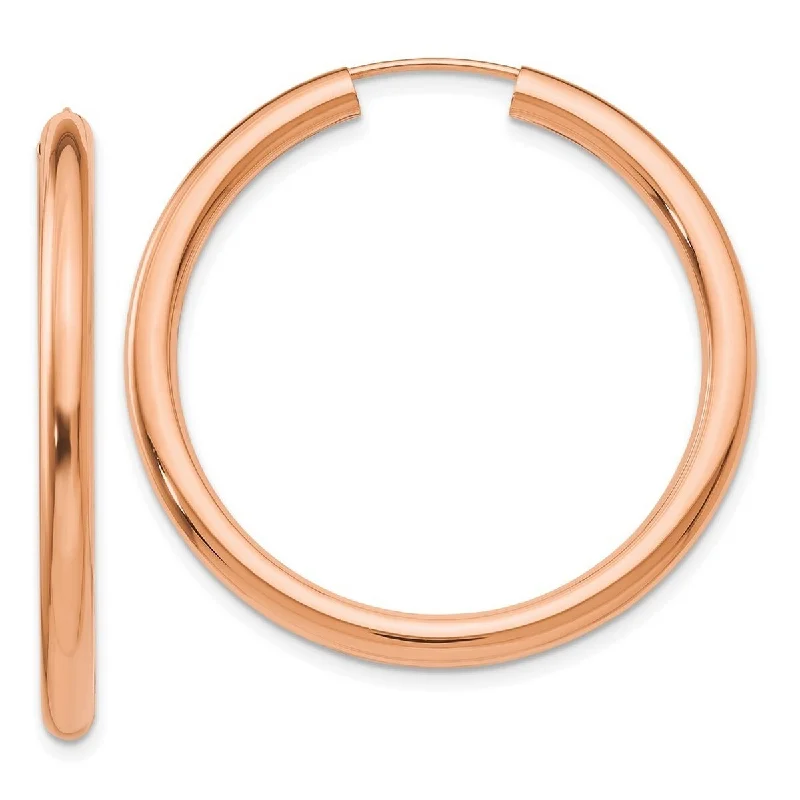 Best hoop earrings with minimal embellishments for a sleek and modern look-Curata 14k Rose Gold Polished Endless Tube Hoop Earrings - 34.25x34.3mm Wide 2.85mm Thick