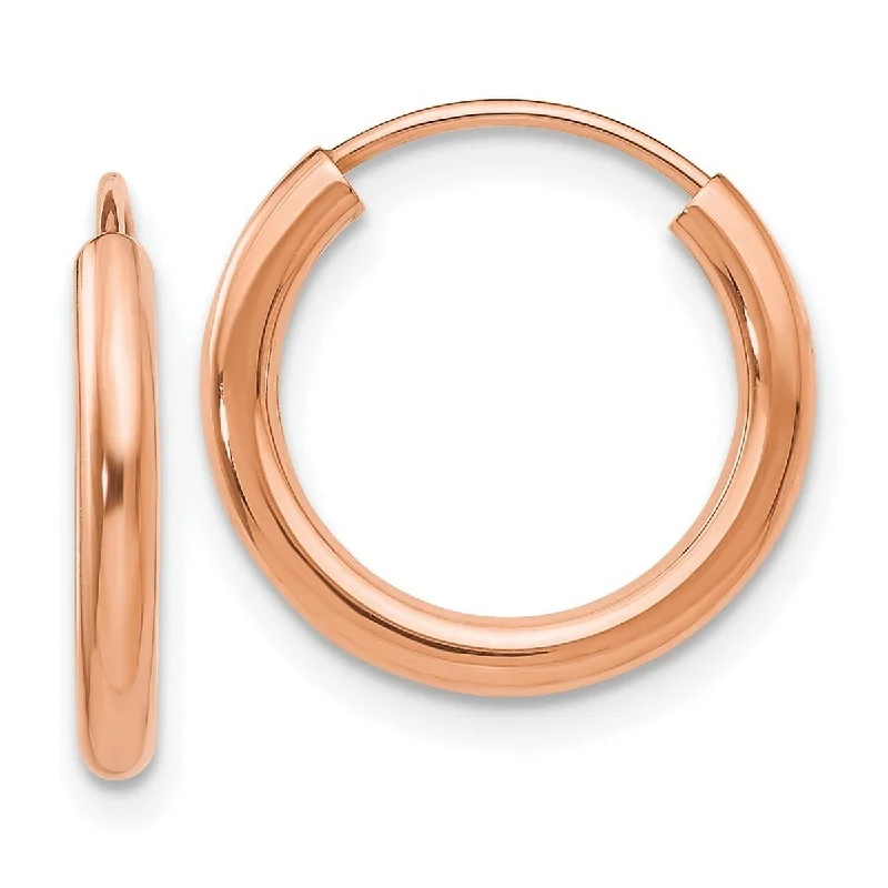 Hoop earrings with textured gold for a refined and sophisticated aesthetic-Curata 14k Rose Gold Polished Round Endless 2mm Hoop Earrings - 15.2x15.5mm Wide 2mm Thick