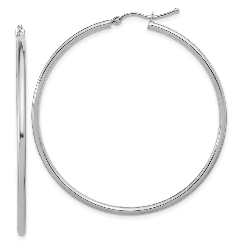 Hoop earrings with a matte finish for a sleek and sophisticated appearance-Curata 14k White Gold 51x2mm Polished Hinged Hoop Earrings