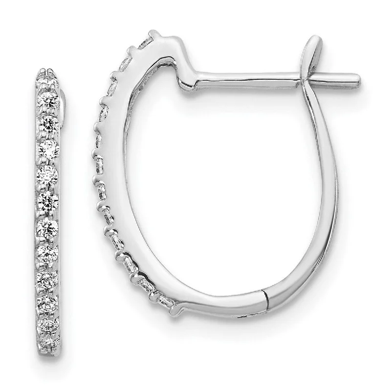 Hoop earrings with hearts for a sweet and romantic gesture-Curata 14k White Gold Diamond 1.3mm Hinged Hoop Earrings Measures 16x12mm Wide 1mm Thick