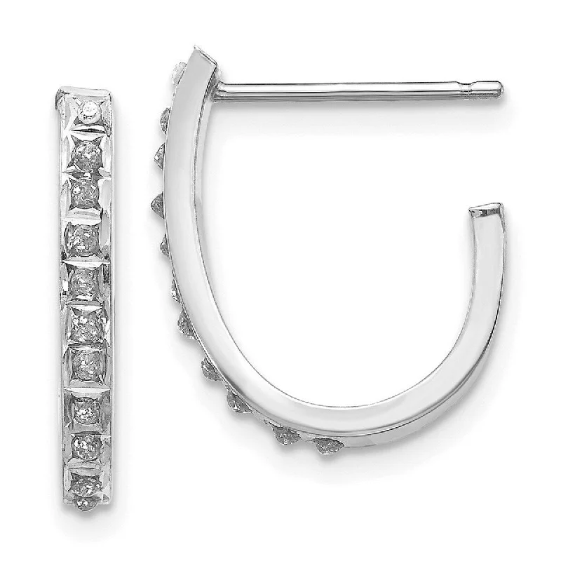 Classic hoop earrings with a thin profile for a sleek and subtle style-Curata 14k White Gold Diamond Accent Hoop Earrings (2x18mm)