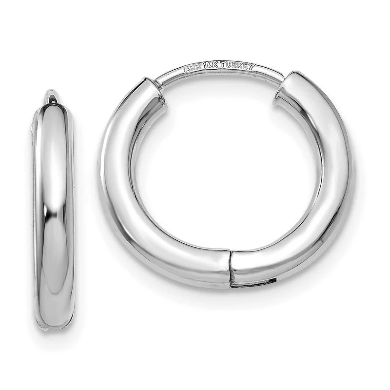 Best hoop earrings with Swarovski crystals for added sparkle and luxury-Curata 14k White Gold Hinged Polished 2.5x15mm Hoop Earrings