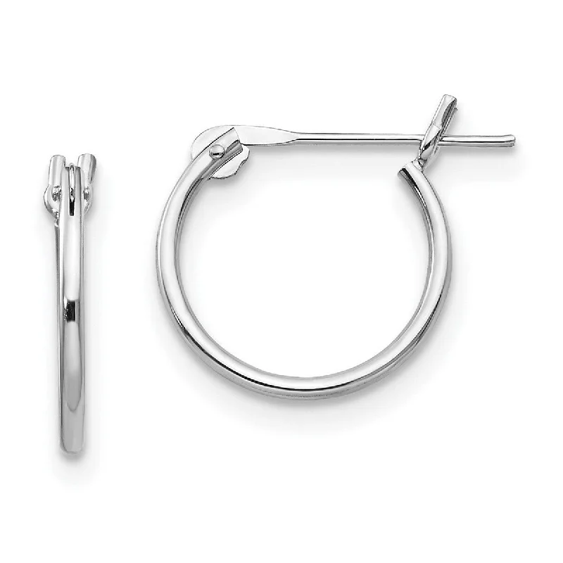 Hoop earrings with polished metal for a shiny and high-quality finish-Curata 14k White Gold Polished 1x9mm Hoop Earrings