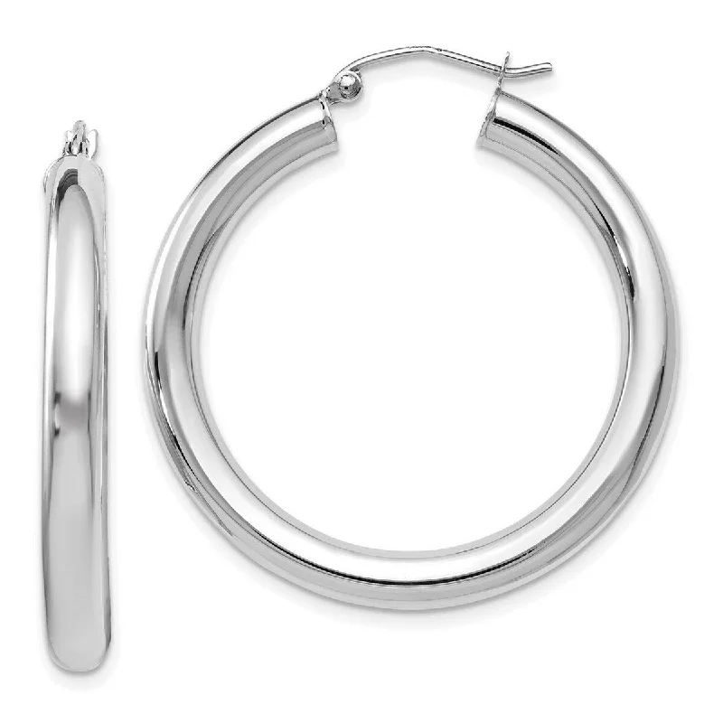 Best hoop earrings with cubic zirconia for a budget-friendly, dazzling look-Curata 14k White Gold Polished Lightweight 37x4mm Hoop Earrings