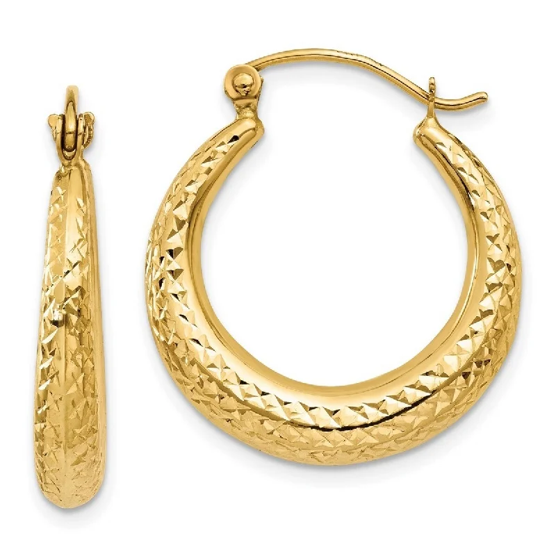 Hoop earrings with removable pendants for a versatile and customizable accessory-Curata 14k Yellow Gold 5x22mm Sparkle Cut Tapered Hoop Earrings