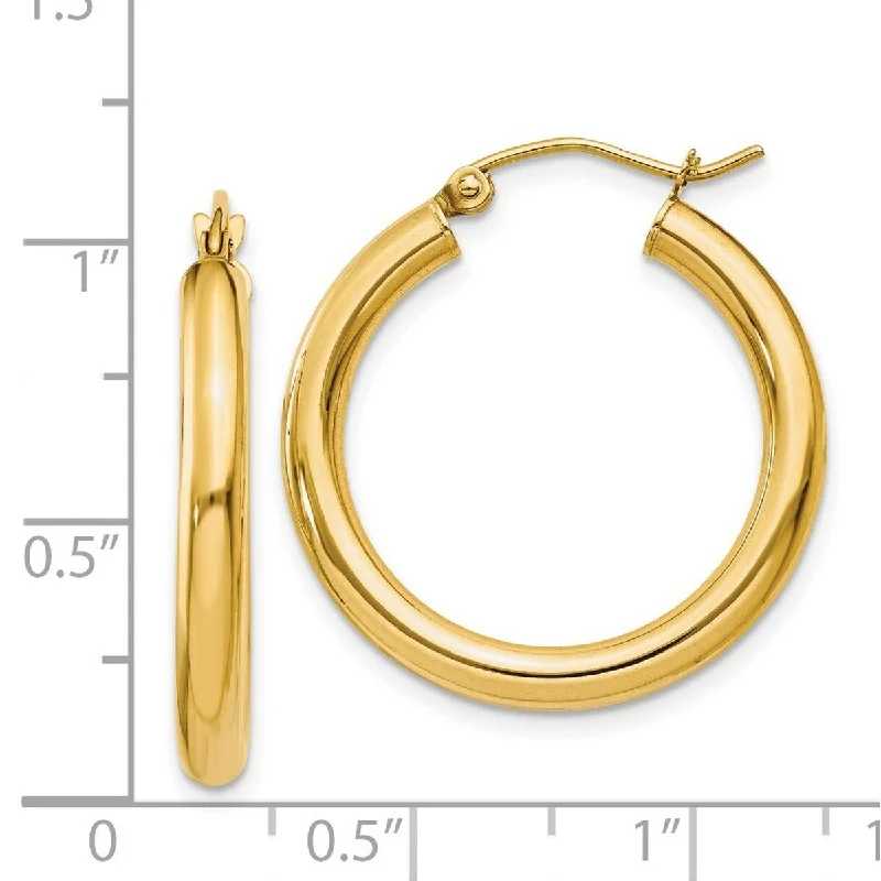 Best hoop earrings with minimalist designs for a clean and modern aesthetic-Curata 14k Yellow Gold Polished 3x25mm Classic Round Hoop Earrings