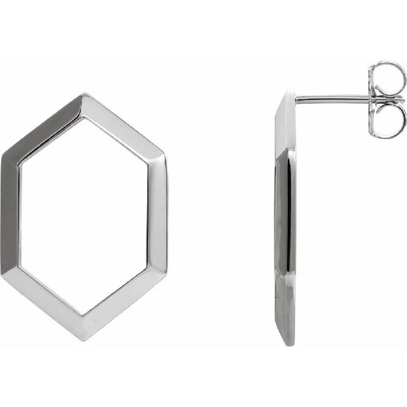 Best hoop earrings with minimal embellishments for a sleek and modern look-Curata 14k Yellow or White Gold Polished Geometric Dangle Earrings 21.7x14.6 mm