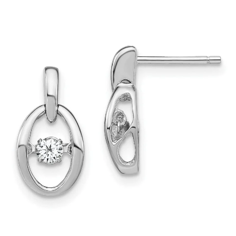 Hoop earrings with polished metal for a shiny and high-quality finish-Curata 925 Sterling Silver Rhodium CZ Cubic Zirconia Simulated Diamond Vibrant Earrings Measures 14x7.5mm Wide