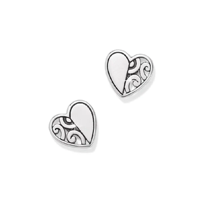 Best hoop earrings with vintage coins for a retro, antique-inspired style-Deco Heart Mini Post Earrings