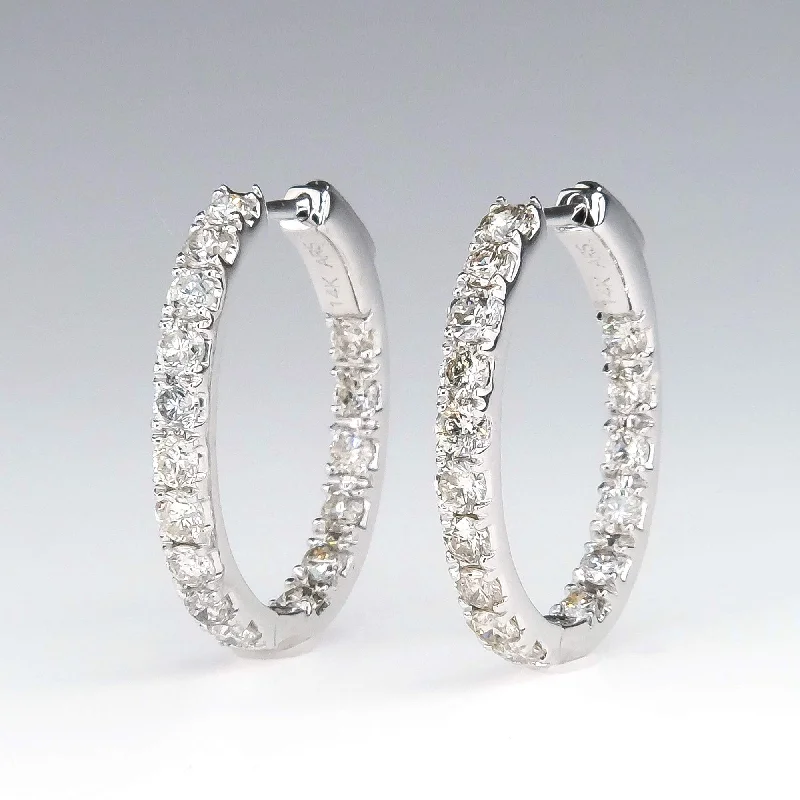 Hoop earrings with floral motifs for a feminine and nature-inspired look-Diamond 2.00ctw Inside Out Hoop Earrings in 14K White Gold