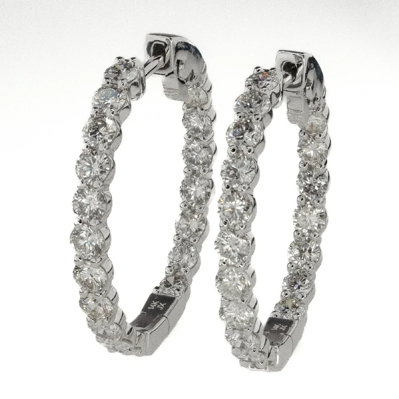 Best hoop earrings with blackened metal for an edgy and bold appearance-Diamond 5.40ctw Inside Out Hoop Earrings in 14K White Gold