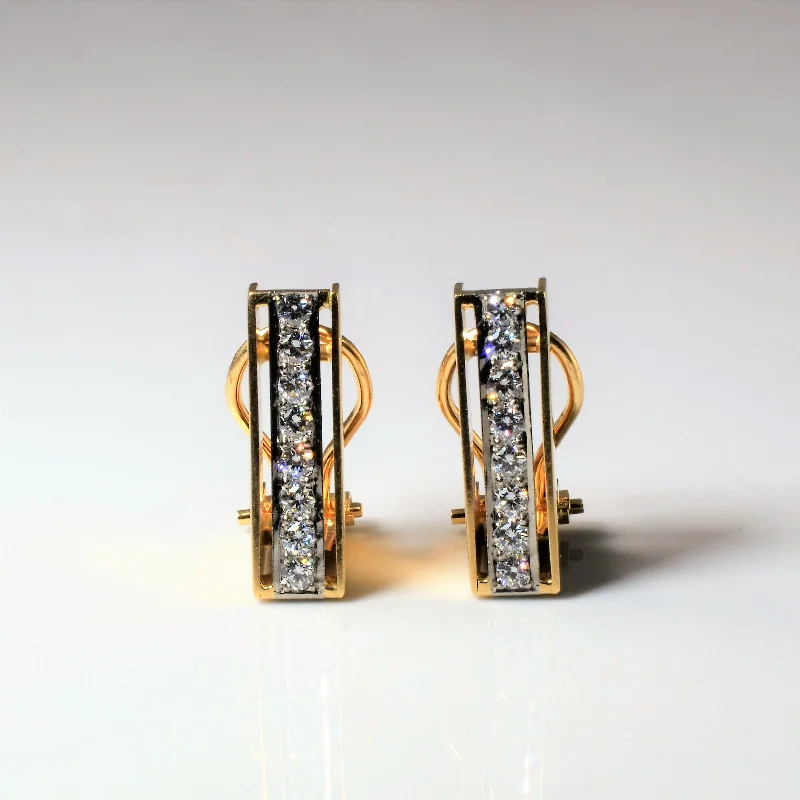 Best hoop earrings with marbled designs for a trendy and artistic effect-Diamond Bar Huggie Earrings | 0.84ctw |