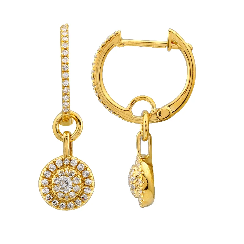 Best hoop earrings with gold-plated finishes for an affordable luxury vibe-Diamond Dangle Disc Huggies