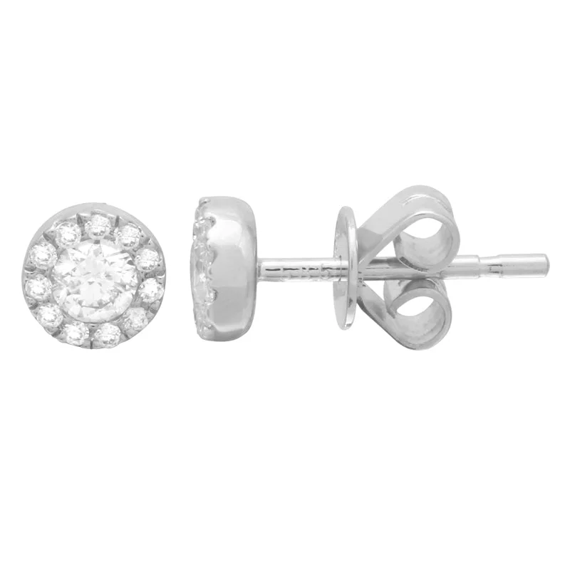 Hoop earrings with oversized designs for a bold, fashion-forward statement-Diamond Halo Studs