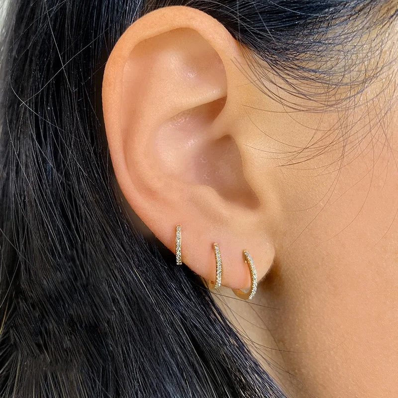 Best hoop earrings with geometric hexagon shapes for a modern, angular look-Diamond Huggies, 9mm