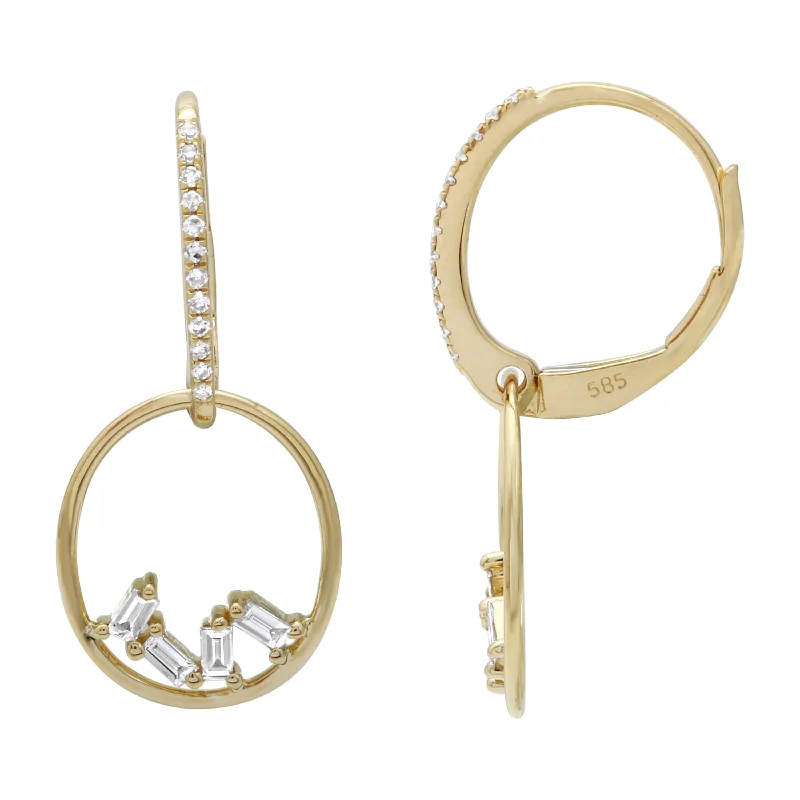 Best hoop earrings with sterling silver for an affordable and chic design-Diamond Open Hoop Drop Huggies