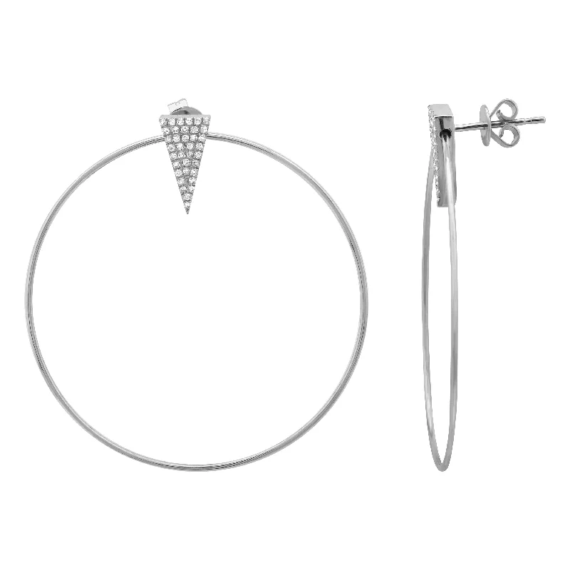 Best hoop earrings with asymmetrical designs for a fashion-forward, avant-garde look-Diamond Triangle Front Hoop Studs