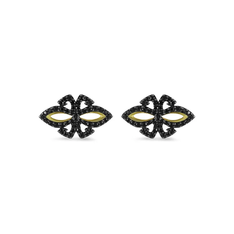 Hoop earrings with tortoiseshell designs for a chic and classic style-Beauty Pavé Stud Earring - 18K Gold Vermeil + CZ Noir