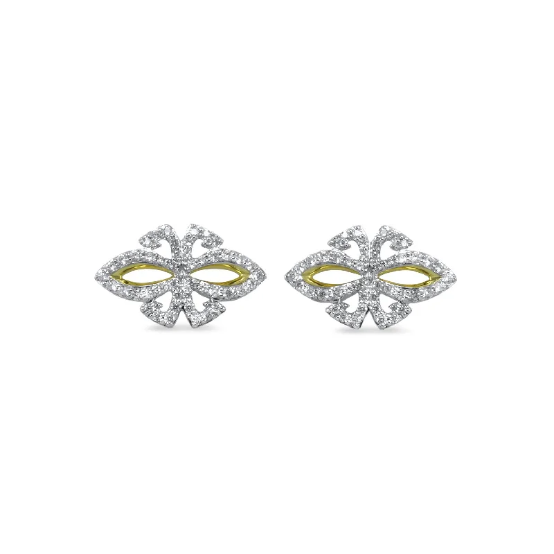 Hoop earrings with artistic filigree designs for an intricate, delicate finish-Beauty Pavé Stud Earring - 18K Gold Vermeil + CZ Blanc