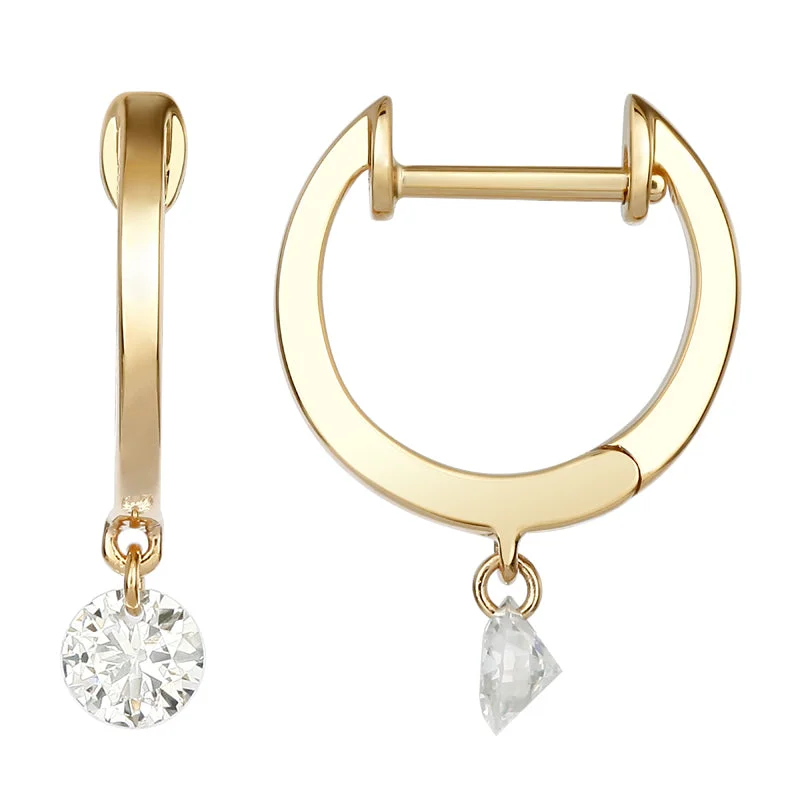 Hoop earrings with circle designs for a classic and timeless shape-Drilled Diamond Dangle Hoops