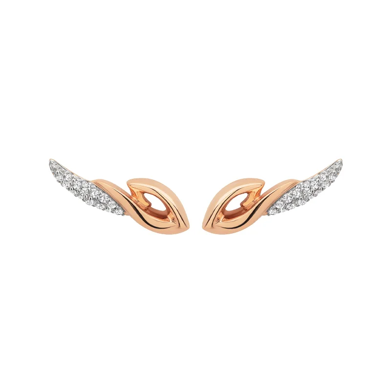 Best hoop earrings with blackened metal for an edgy and bold appearance-Promise Pavé Contour Earring - 18K Rose Gold Vermeil + CZ Blanc