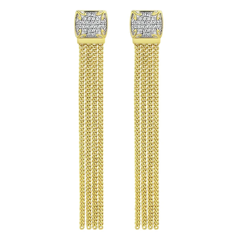 Hoop earrings with resin accents for a bold and colorful design-Possibility Pavé Tassel Earring Long - 18K Gold Vermeil + CZ Blanc