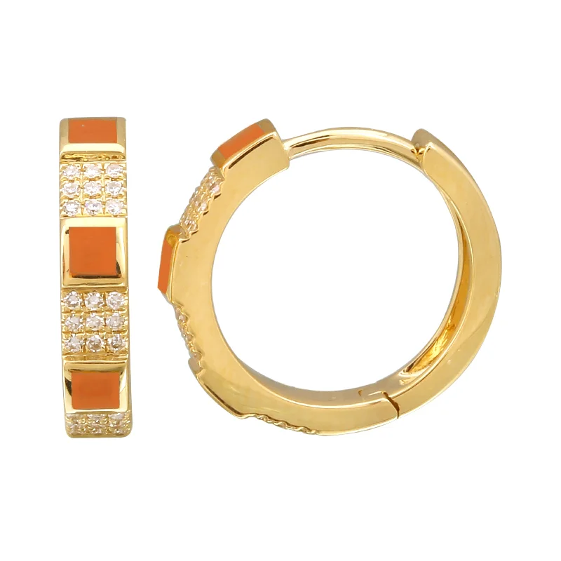 Best hoop earrings with crescent-shaped designs for a bold, moon-inspired style-Enamel Block Pave Hoops