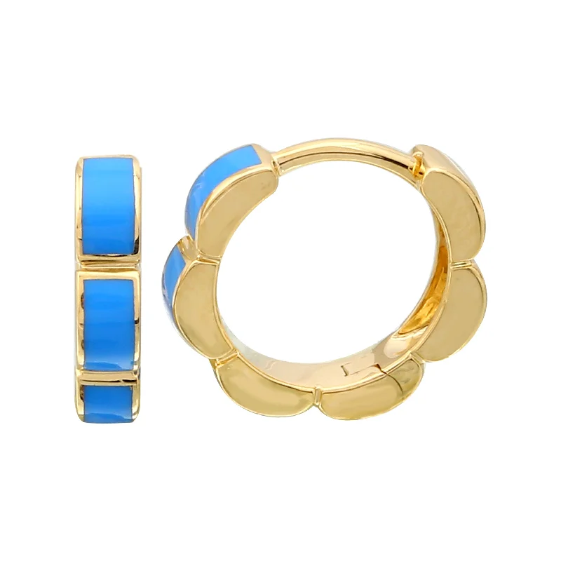 Best hoop earrings with geometric pendants for a modern, chic appeal-Enamel Flower Hoops