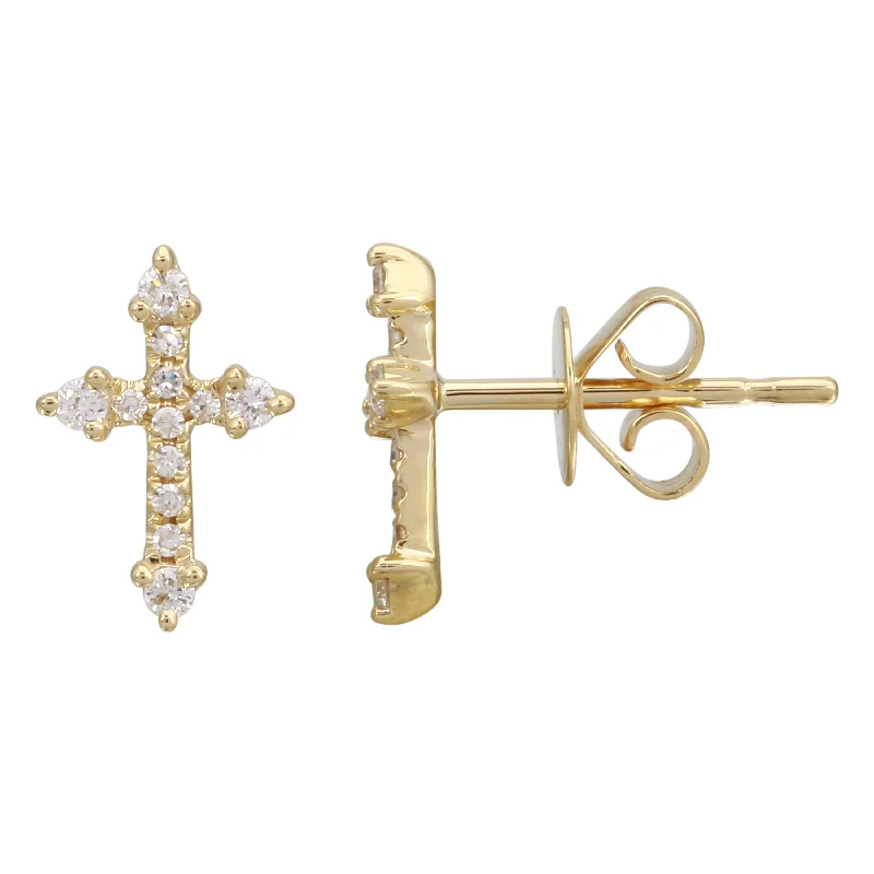 Best hoop earrings with sterling silver for an affordable and chic design-Fancy Diamond Cross Studs