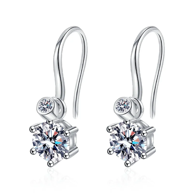 Best hoop earrings with Swarovski crystals for added sparkle and luxury-Sterling Silver Fashion Hoop Moissanite Earrings