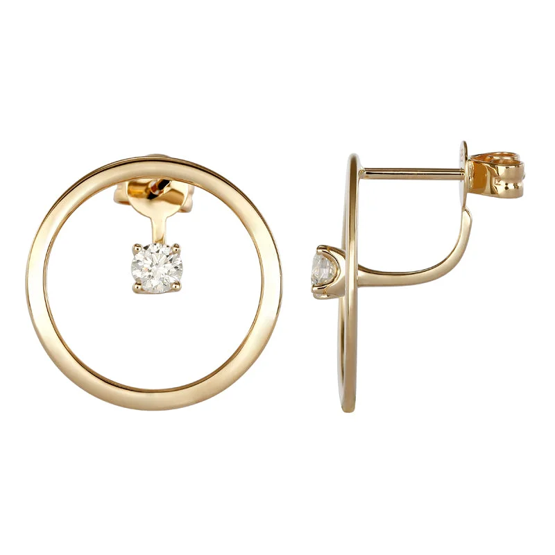 Best hoop earrings with satin ribbons for a soft, feminine appearance-Floating Diamond Open Circle Lobe Cuff Earrings