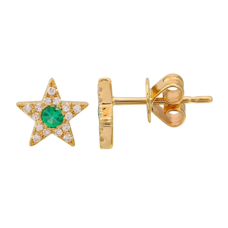 Best hoop earrings with smooth ceramic finishes for a polished, clean style-Gemstone Center Star Studs