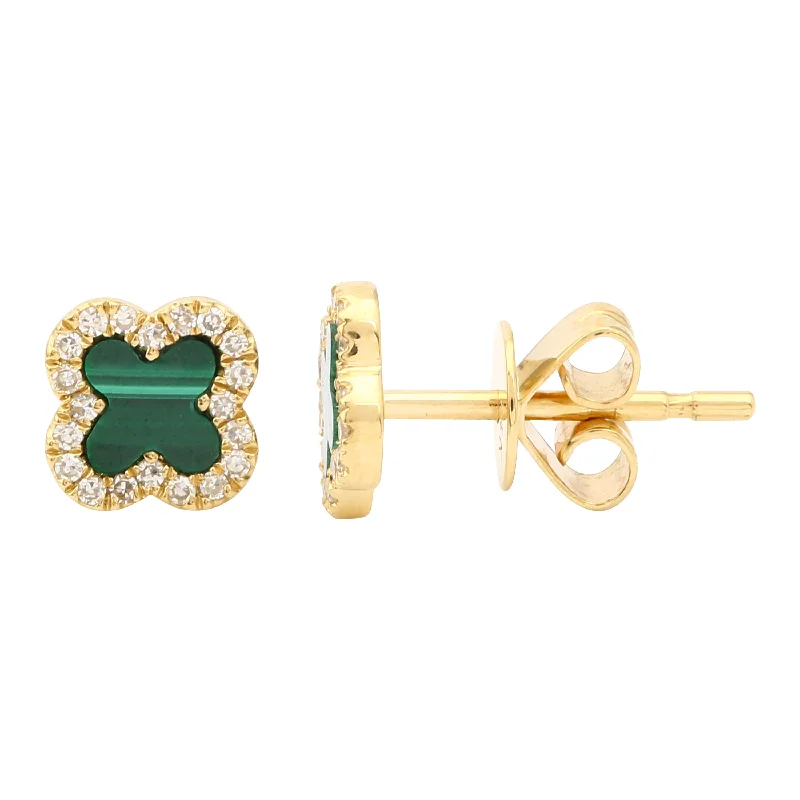 Hoop earrings with diamond-cut surfaces for added sparkle and shine-Gemstone Clover Earrings