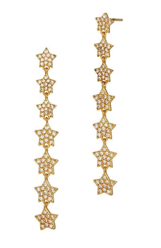 Hoop earrings with hearts for a sweet and romantic gesture-Gold Pl CZ Star earrings