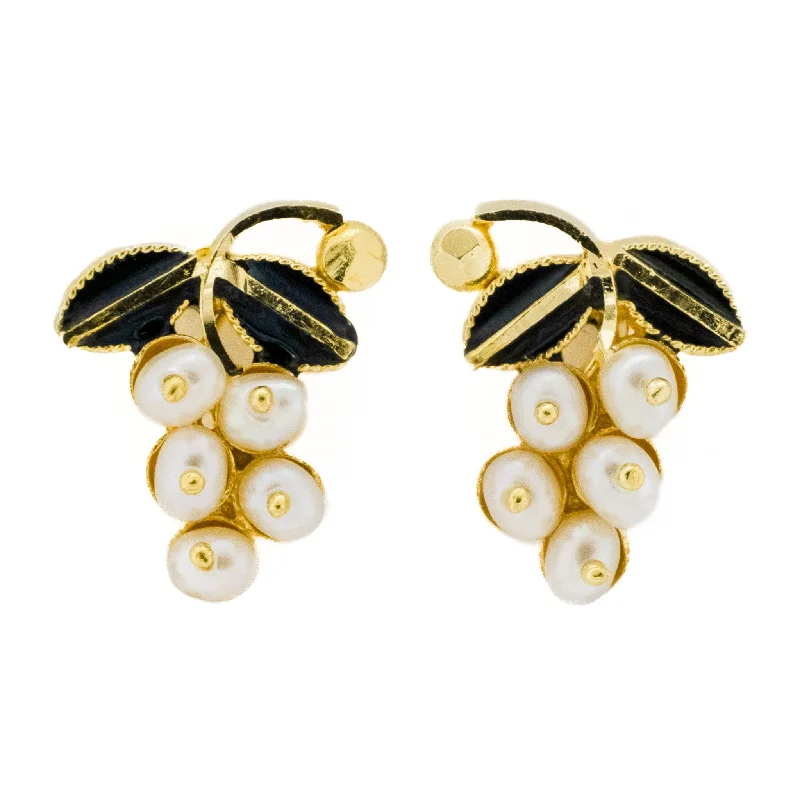 Best hoop earrings with Swarovski crystals for added sparkle and luxury-Grape Pearl Cluster Earrings in 22K Yellow Gold