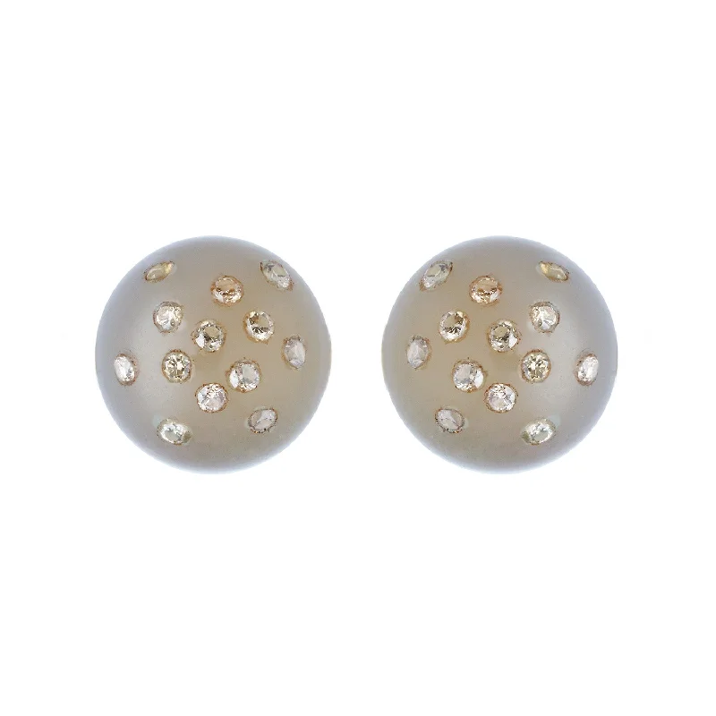 Best hoop earrings with geometric cuts for a sharp, modern appeal-Grey Agate Sphere Studs