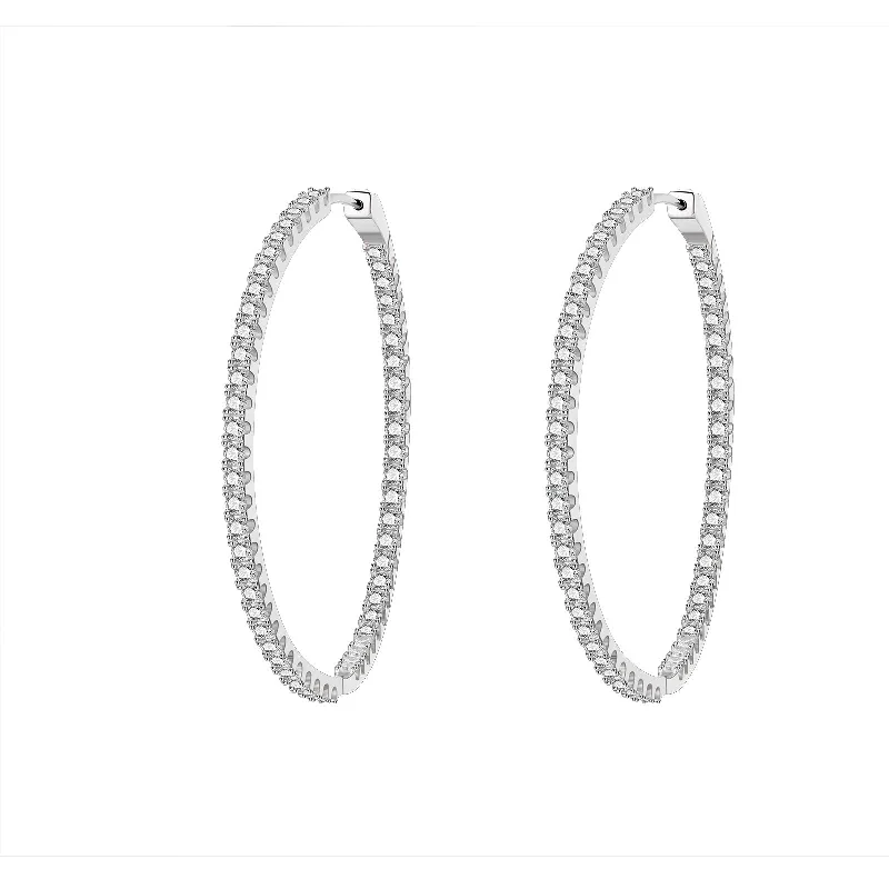 Hoop earrings with pearl accents for a chic and classic style-Hoop Inside Out Moissanite Earrings Sterling Silver