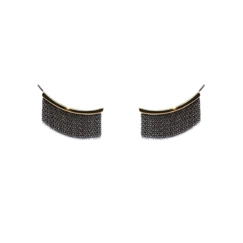 Hoop earrings with diamond-cut surfaces for added sparkle and shine-Large 2 Tone Fringe Ear Climbers