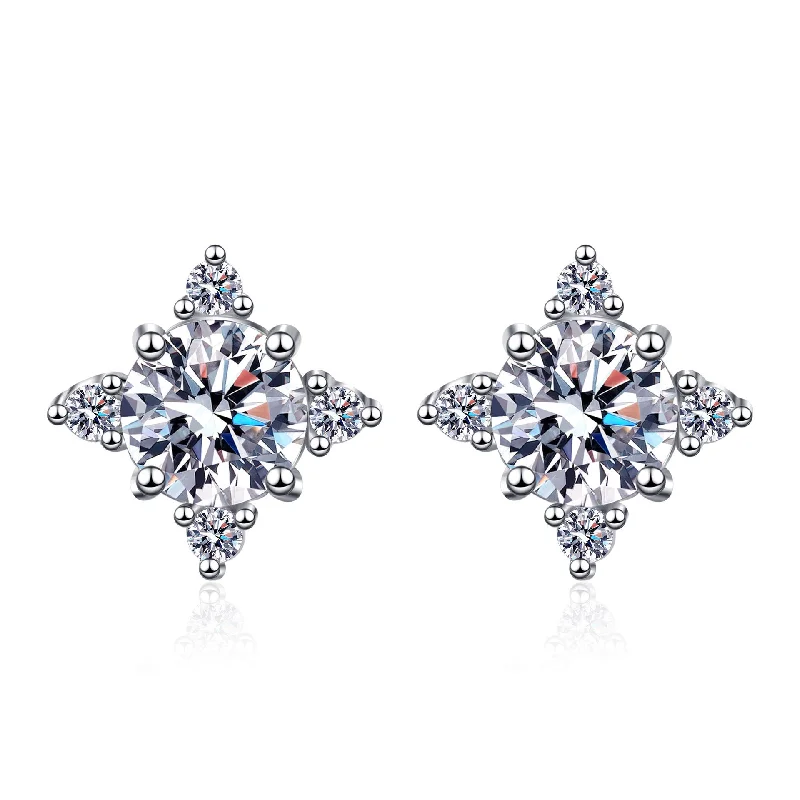 Hoop earrings with dangling charms for a playful and fun look-Lucky Clover Moissanite Earrings