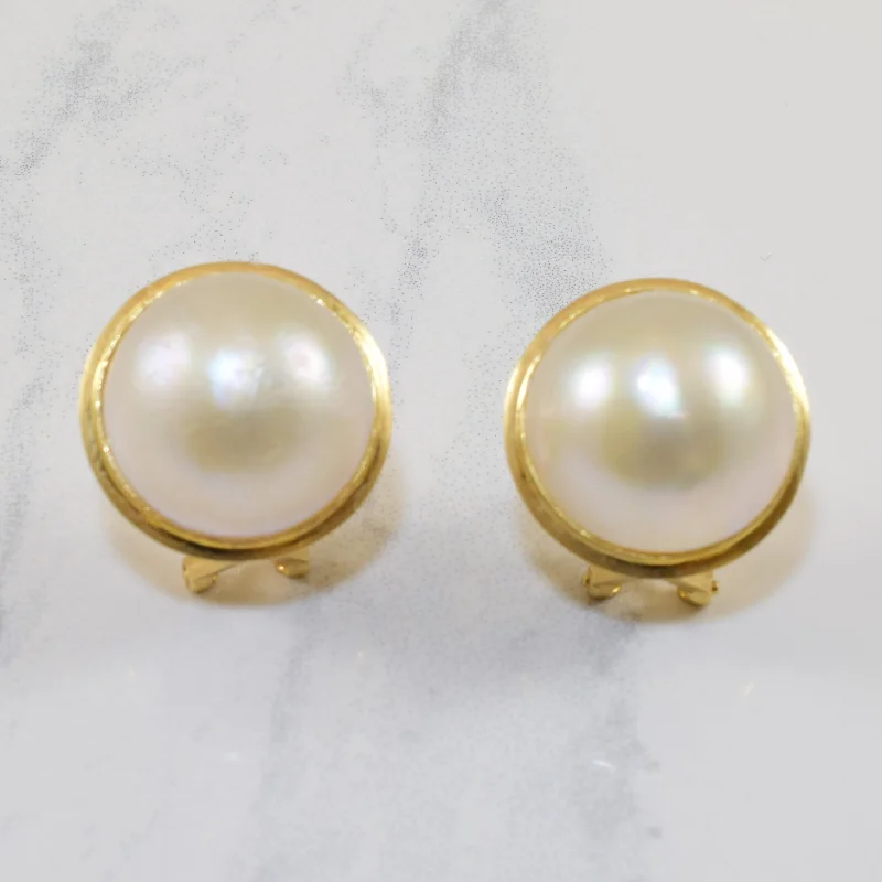 Hoop earrings with polished metal for a shiny and high-quality finish-Mabe Pearl Dome Earrings | 18.00ctw |